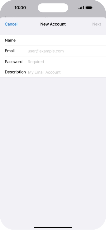 Press Email and key in your email address.