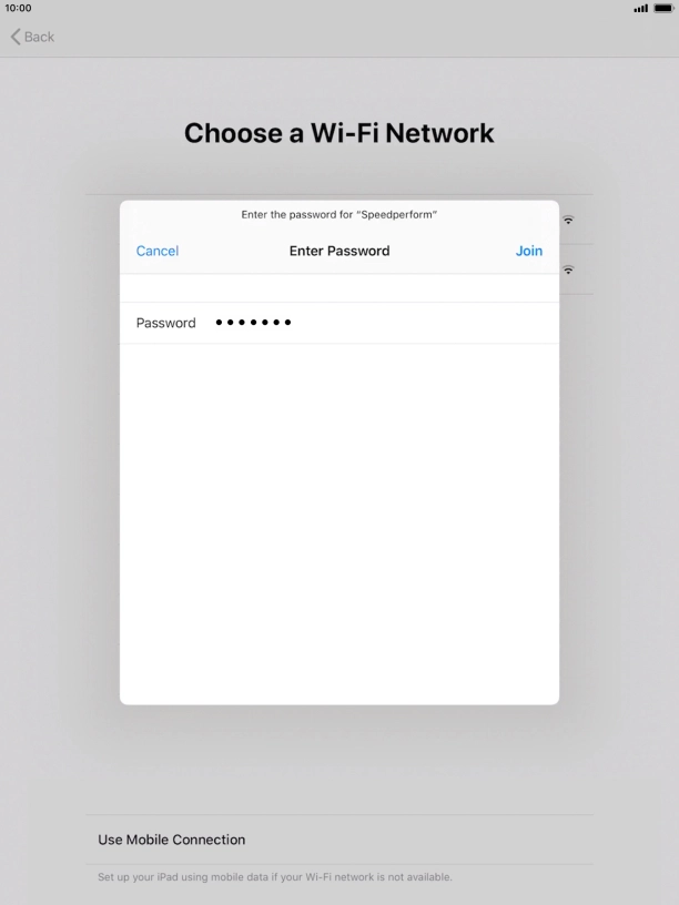 Key in the password for the Wi-Fi network and press Join. Key in the password for the Wi-Fi network and press Join.