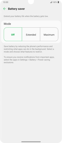 Press the required power saver mode.