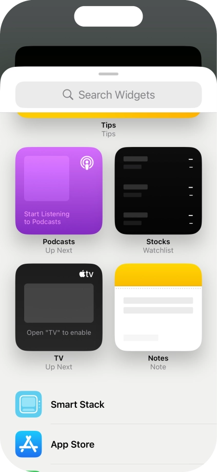 Press the required widget.