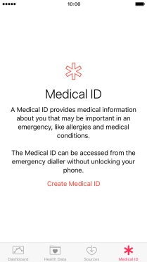 Press Create Medical ID.