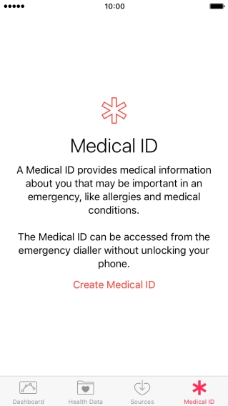 Press Create Medical ID.