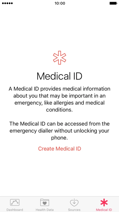 Press Create Medical ID.