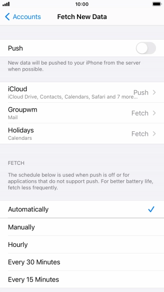 If you turn off the function, press the required setting.