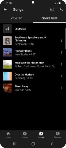 Press the required audio file.