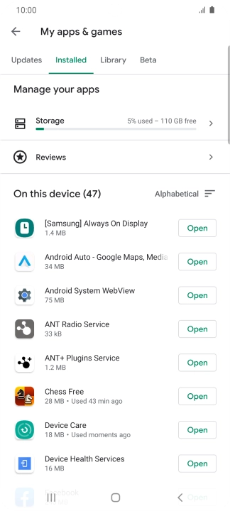Press the required app.