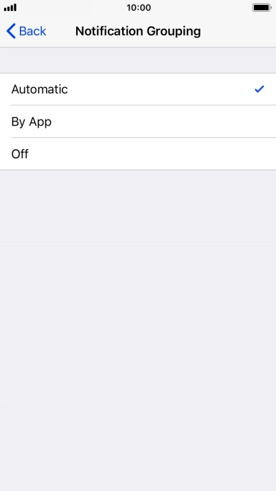 Press the required setting.