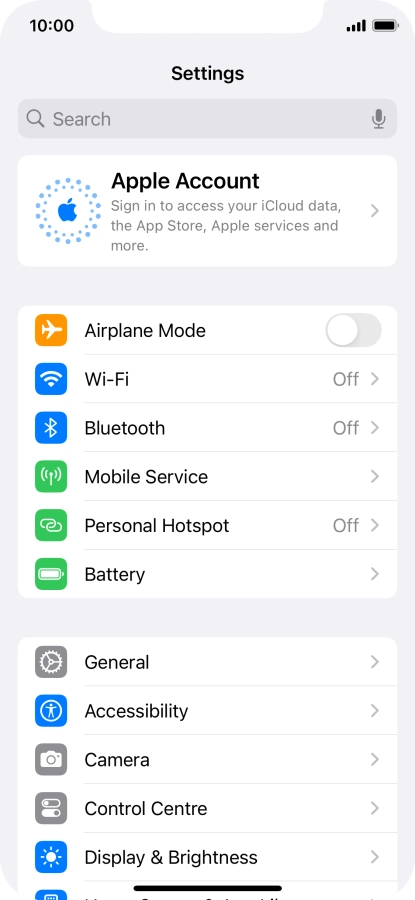 Press Apple Account.