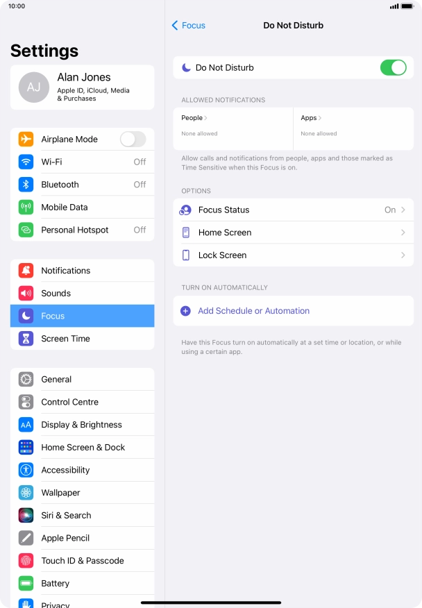 Press People and follow the instructions on the screen to select which contacts you would like to receive calls and notifications from when Do Not Disturb is turned on. Press People and follow the instructions on the screen to select which contacts you would like to receive calls and notifications from when Do Not Disturb is turned on.
