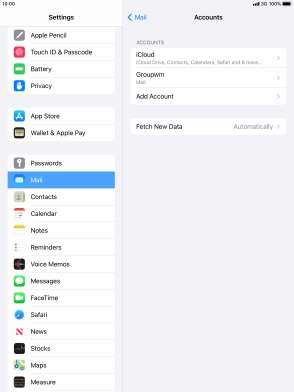 Press the name of the email account you've just set up. Press the name of the email account you've just set up.