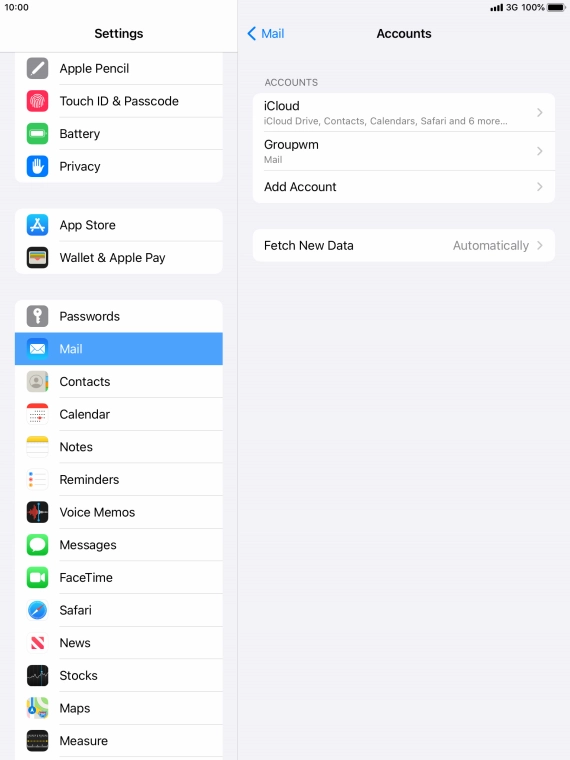 Press the name of the email account you've just set up. Press the name of the email account you've just set up.