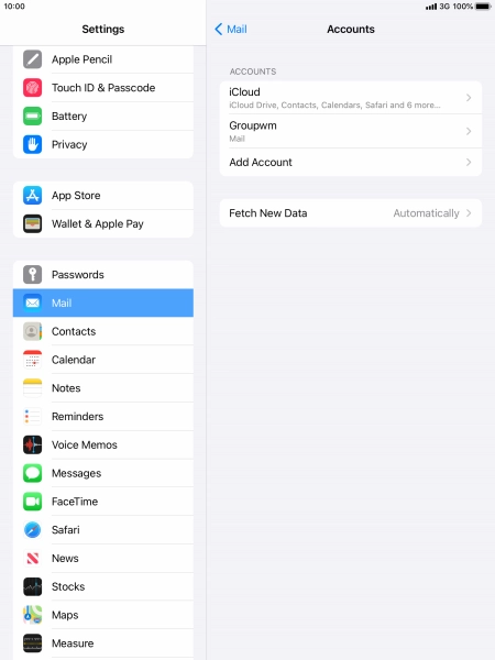 Press the name of the email account you've just set up. Press the name of the email account you've just set up.