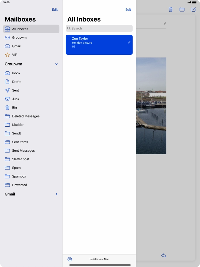 Press the required email account.