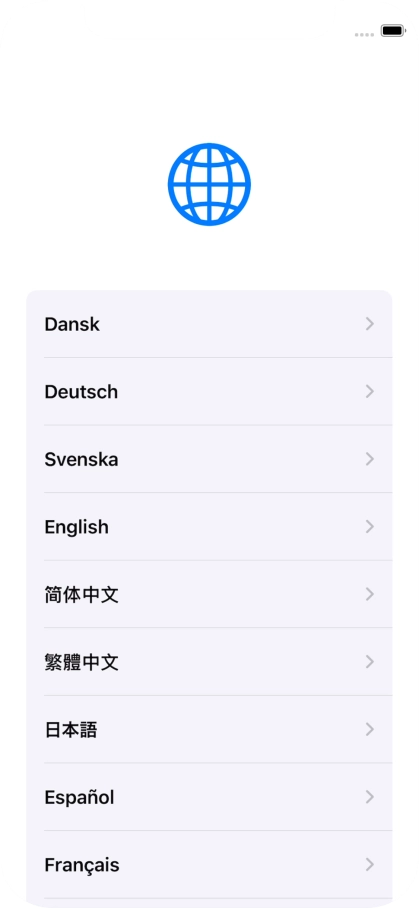 Press the required language.