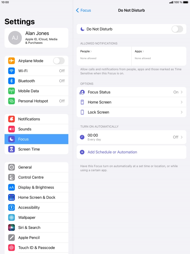 Press People and follow the instructions on the screen to select which contacts you would like to receive calls and notifications from when Do Not Disturb is turned on.