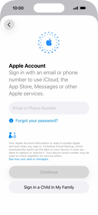 Press Email or Phone Number and key in the username for your Apple Account.