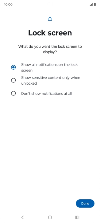 Press the required setting.