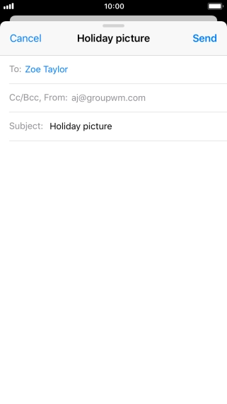 Press the text input field and write the text for your email message.