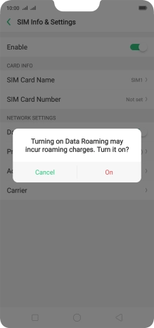 If you turn on the function, press On.