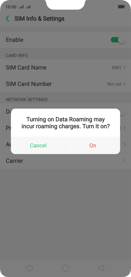 If you turn on the function, press On.