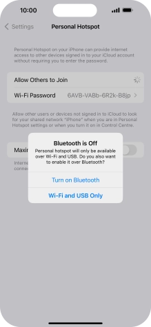 If Wi-Fi is turned on, press Wi-Fi and USB Only.