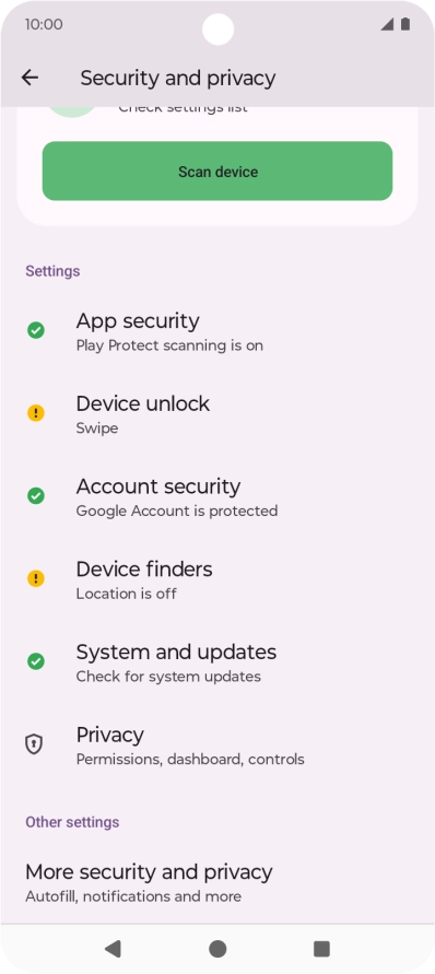 Press More security and privacy.