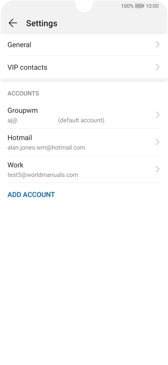 Press the required email account.