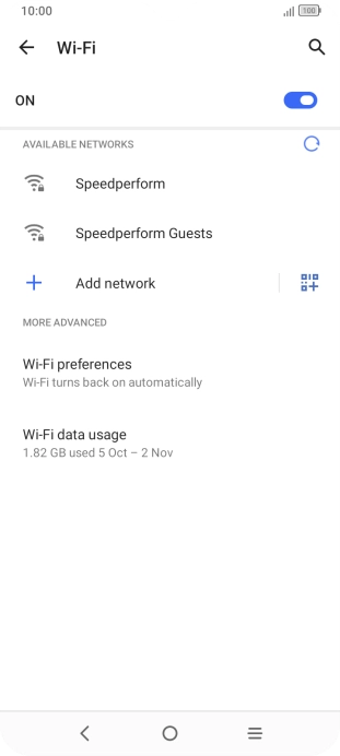 Press the required Wi-Fi network.