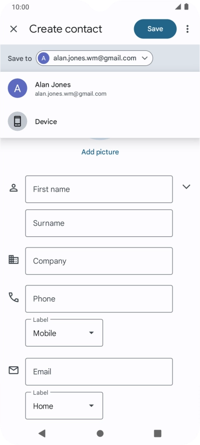 Press the required Google account.