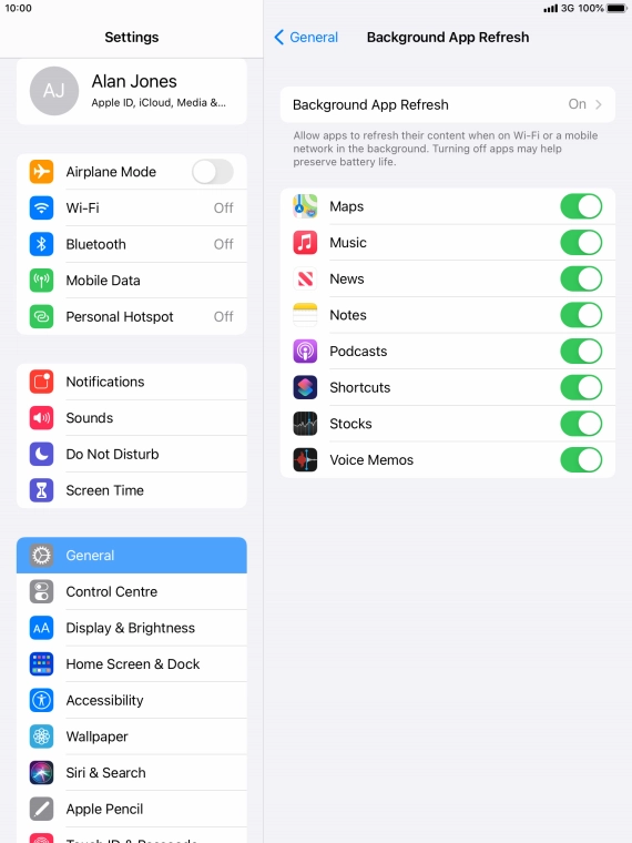 Press Background App Refresh.