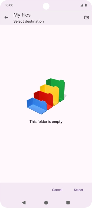 To create a new folder, press the new folder icon and follow the instructions on the screen to create a new folder.