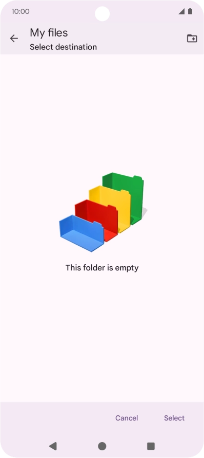 To create a new folder, press the new folder icon and follow the instructions on the screen to create a new folder.