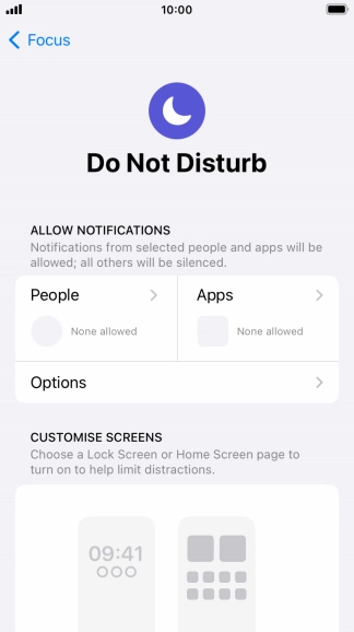 Press People and follow the instructions on the screen to select which contacts you would like to receive calls and notifications from when Do Not Disturb is turned on.