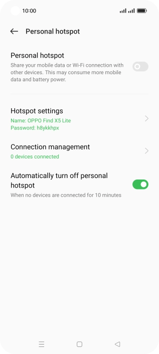 Press Hotspot settings.