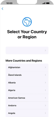 Press the required country or area.