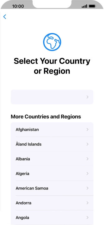 Press the required country or area.