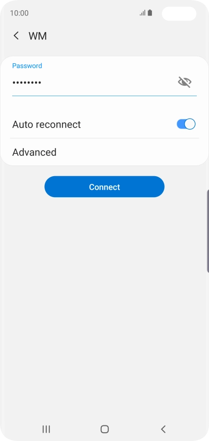 Key in the password for the Wi-Fi network and press Connect. Key in the password for the Wi-Fi network and press Connect.
