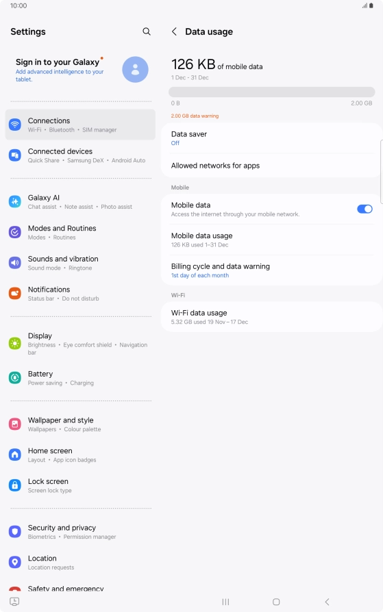 The total data usage is displayed.