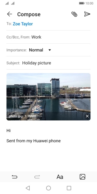 Press the send icon when you've finished your email message.