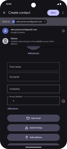 Press the required Google account.