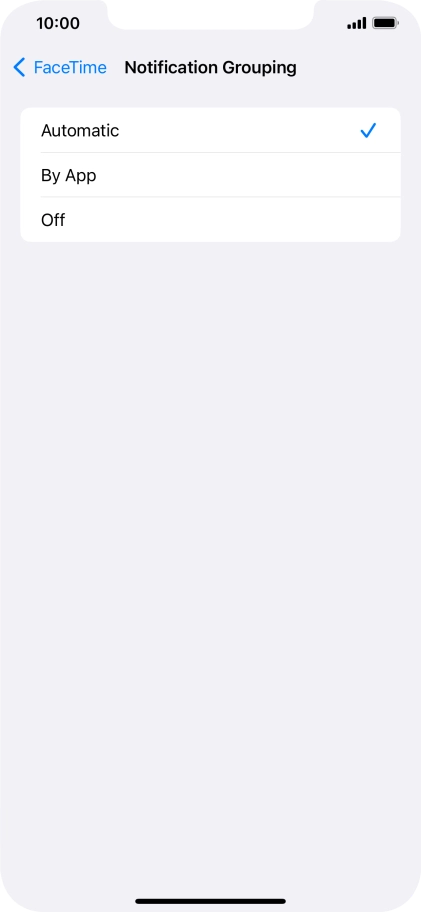 Press the required setting.