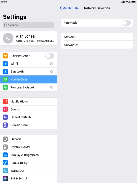 If you turn off the function, press the required network.