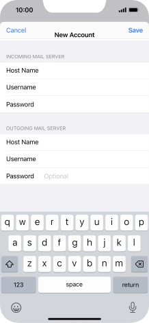 Press Password and key in the password for your email account. Please note that if you're using Vodafone's outgoing server, leave the password field empty.