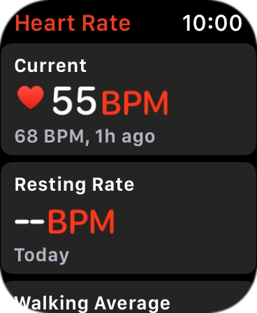 Your current heart rate is displayed below Current.