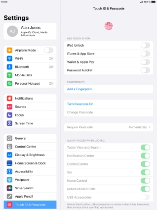 Press Turn Passcode On and key in a lock code of your own choice twice. Press Turn Passcode On and key in a lock code of your own choice twice.