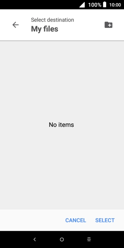 To create a new folder, press the new folder icon and follow the instructions on the screen to create a new folder.