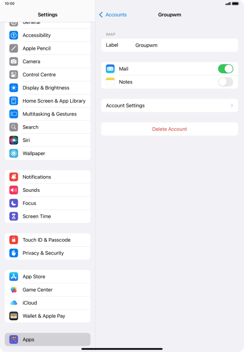 Press Account Settings.