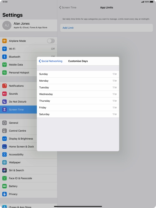 Press the required days.