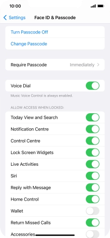 Press Turn Passcode Off and key in the phone lock code.