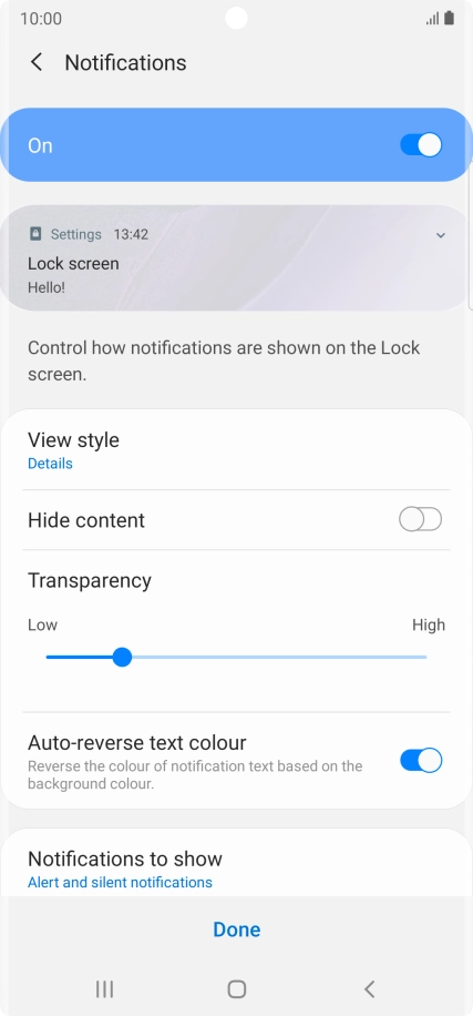 Press the required settings to turn them on or off.